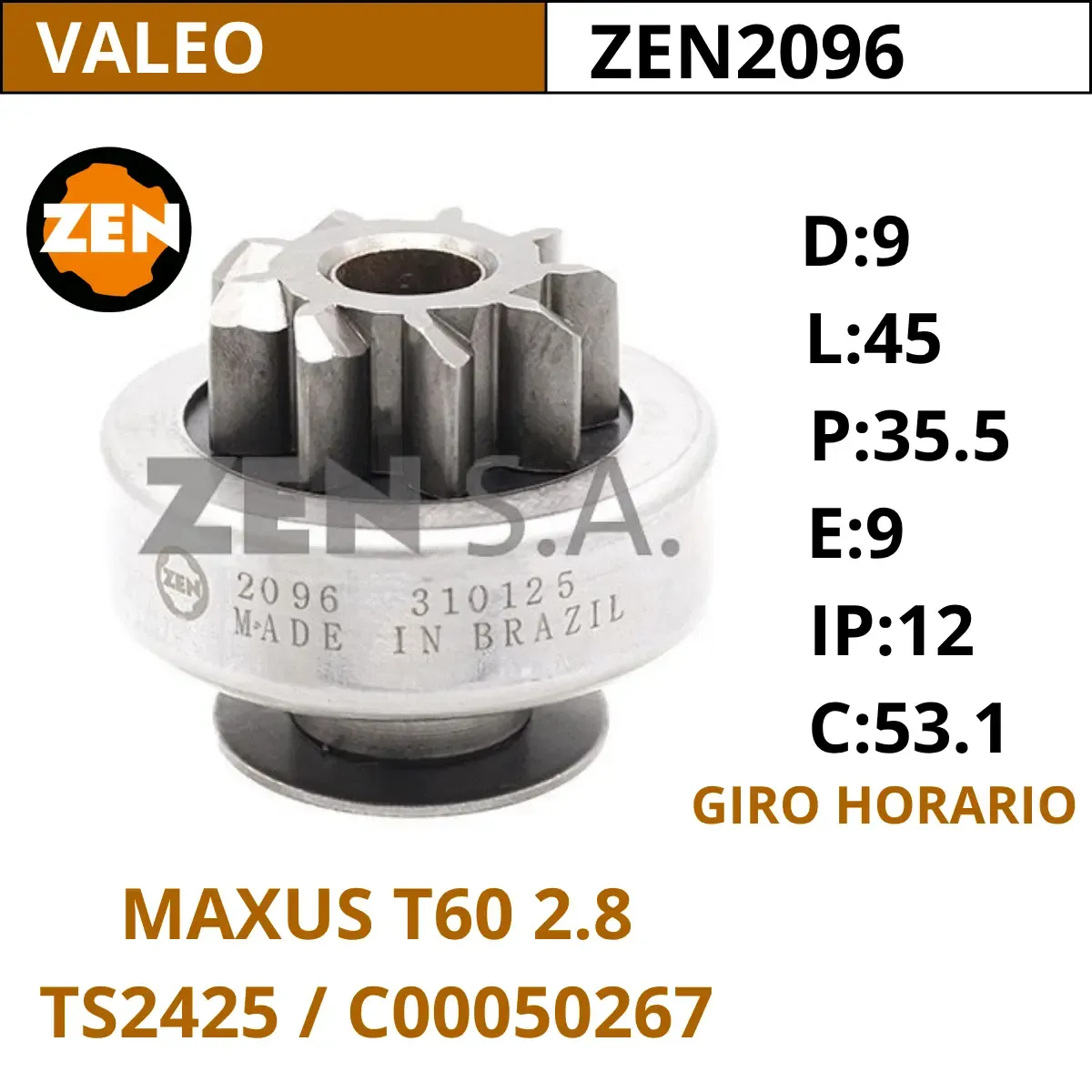 BENDIX MAXUS T60 2.8 / ZEN2096