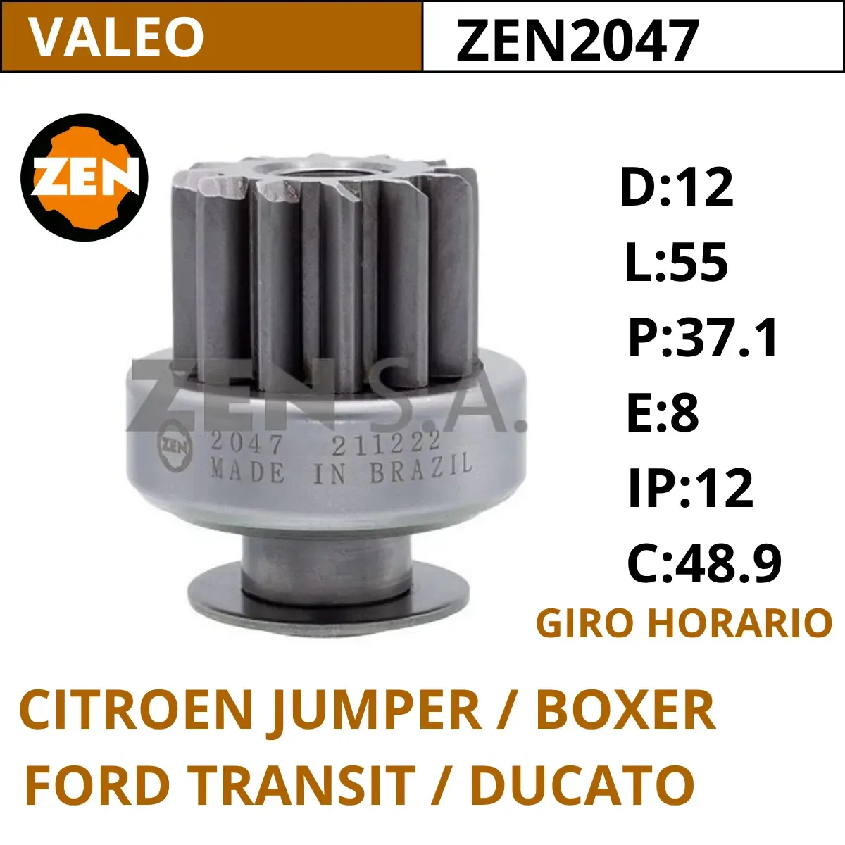 BENDIX FORD TRANSIT / CITROEN / FIAT / PEUGEOT / ZEN2047