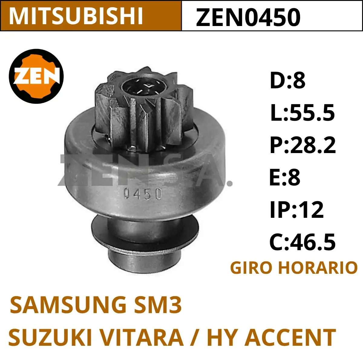 BENDIX SAMSUNG SM3 / SUZUKI VITARA / HY ACCENT / ZEN0450