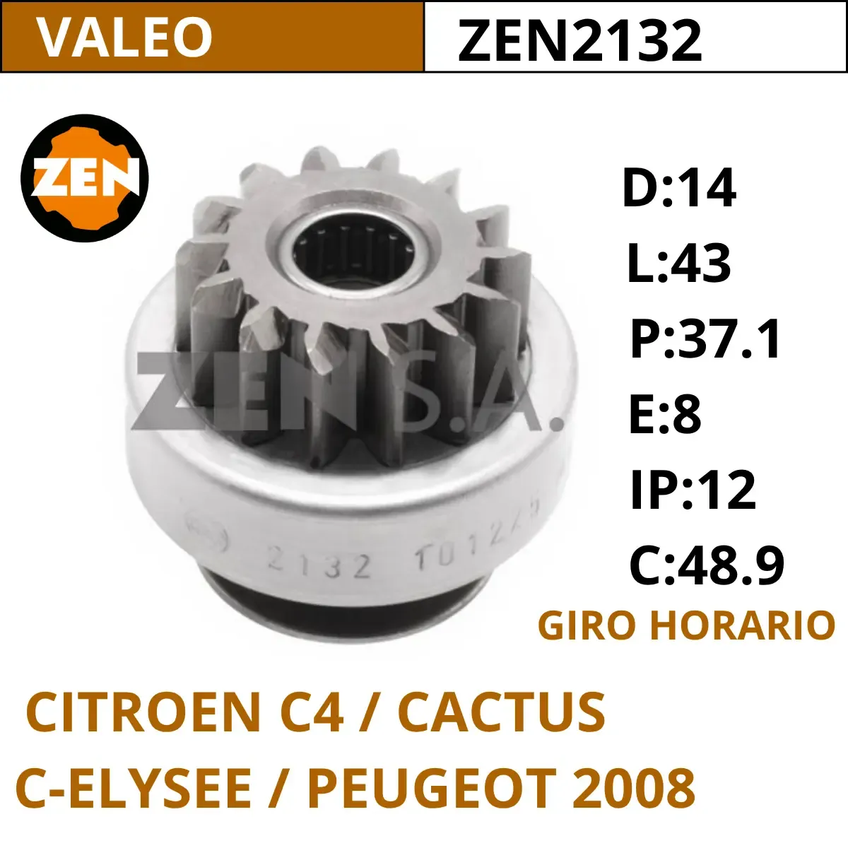 BENDIX CITROEN C-ELYSEE / CACTUS / PEUGEOT 2008 / ZEN2132