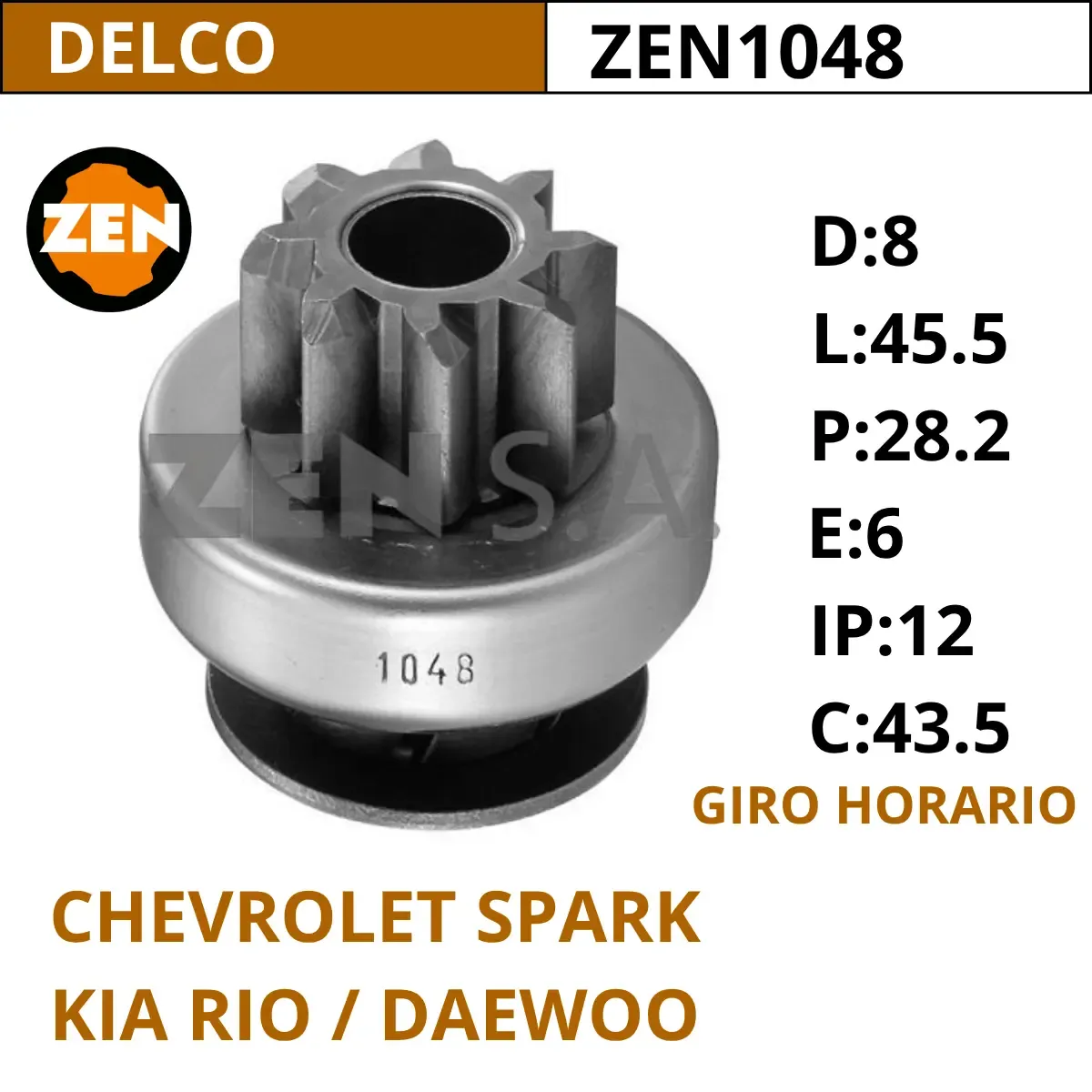 BENDIX CHEVROLET SPARK / KIA RIO / ZEN1048